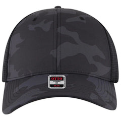 OTTO 135-2 ’OTTO Flex’ Fitted 6 Panel Low Profile Mesh Back Trucker Cap - Ch. Gry/Blk/Blk