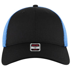OTTO 135-2 ’OTTO Flex’ Fitted 6 Panel Low Profile Mesh Back Trucker Cap - Blk/Blk/N.Blue