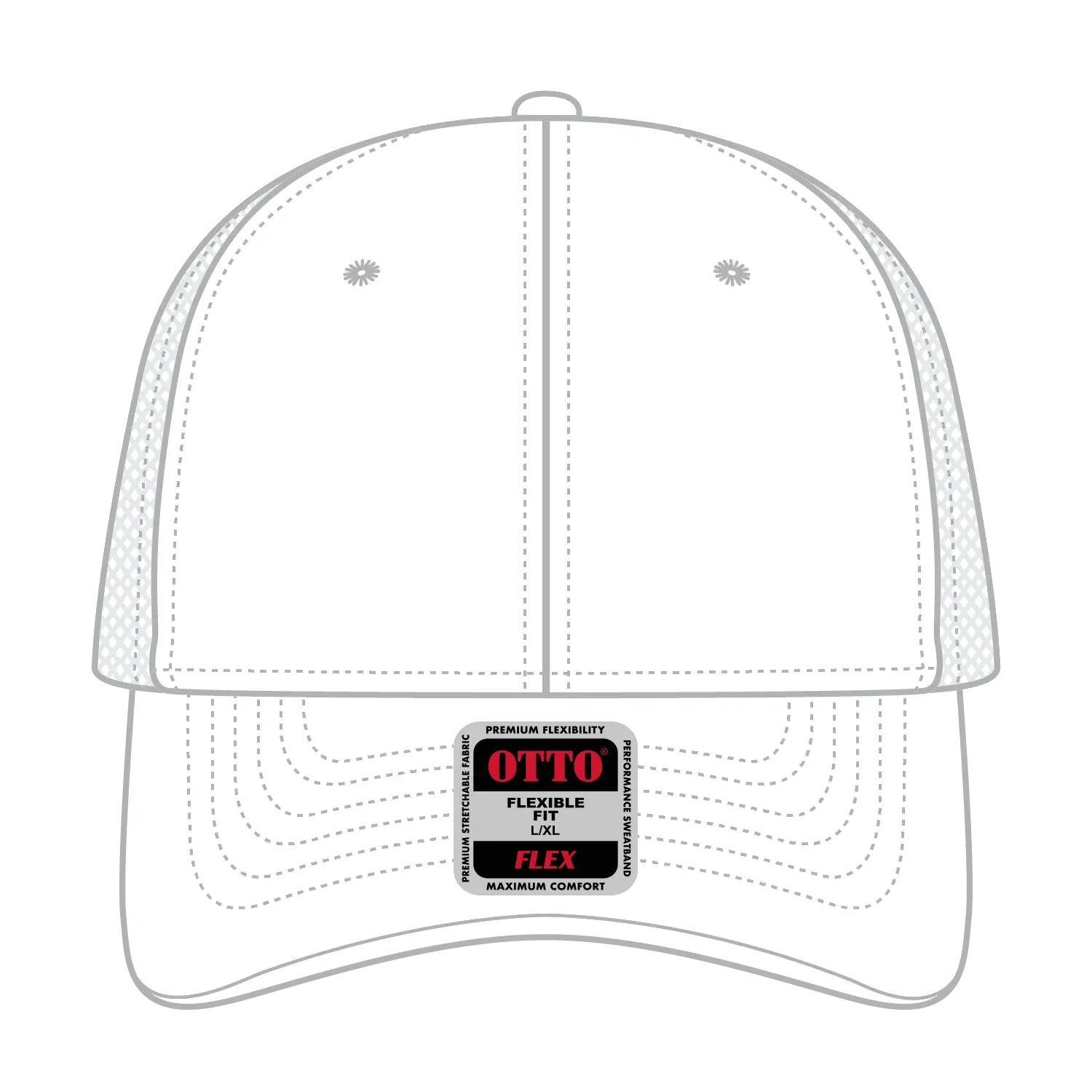 OTTO 135-2 ’OTTO Flex’ Fitted 6 Panel Low Profile Mesh Back Trucker Cap - White - White / 7 3/8’’ - 7 5/8’’