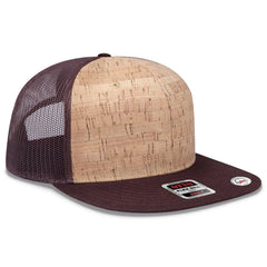 OTTO 141-1070 ’OTTO Snap’ 6 Panel Pro Style Mesh Back Trucker Snapback Cap - D.Brn/Cork/D.Brn - D.Brn/Cork/D.Brn / 6