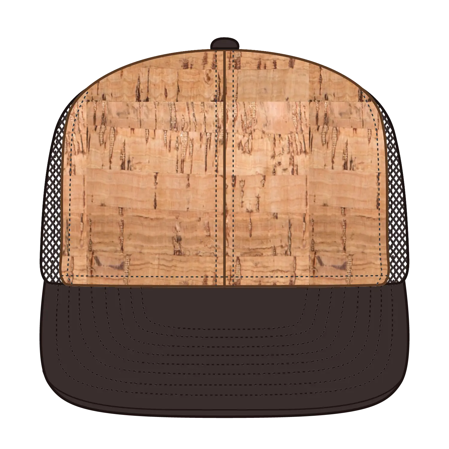 OTTO 141-1070 ’OTTO Snap’ 6 Panel Pro Style Mesh Back Trucker Snapback Cap - D.Brn/Cork/D.Brn - D.Brn/Cork/D.Brn / 6