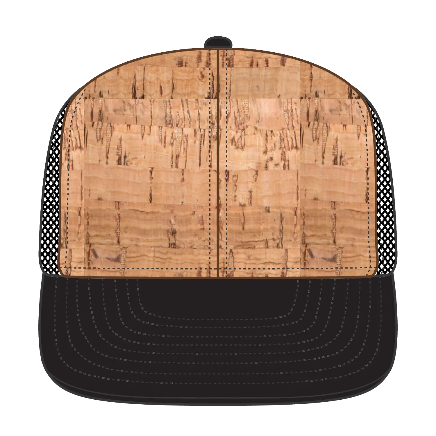 OTTO 141-1070 ’OTTO Snap’ 6 Panel Pro Style Mesh Back Trucker Snapback Cap - Blk/Cork/Blk - Blk/Cork/Blk / 6 1/2’’ - 7