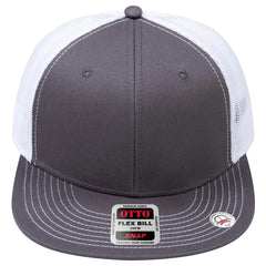 OTTO 141-1070 ’OTTO Snap’ 6 Panel Pro Style Mesh Back Trucker Snapback Cap - Ch.Gry/Ch.Gry/Wht - Ch.Gry/Ch.Gry/Wht / 6