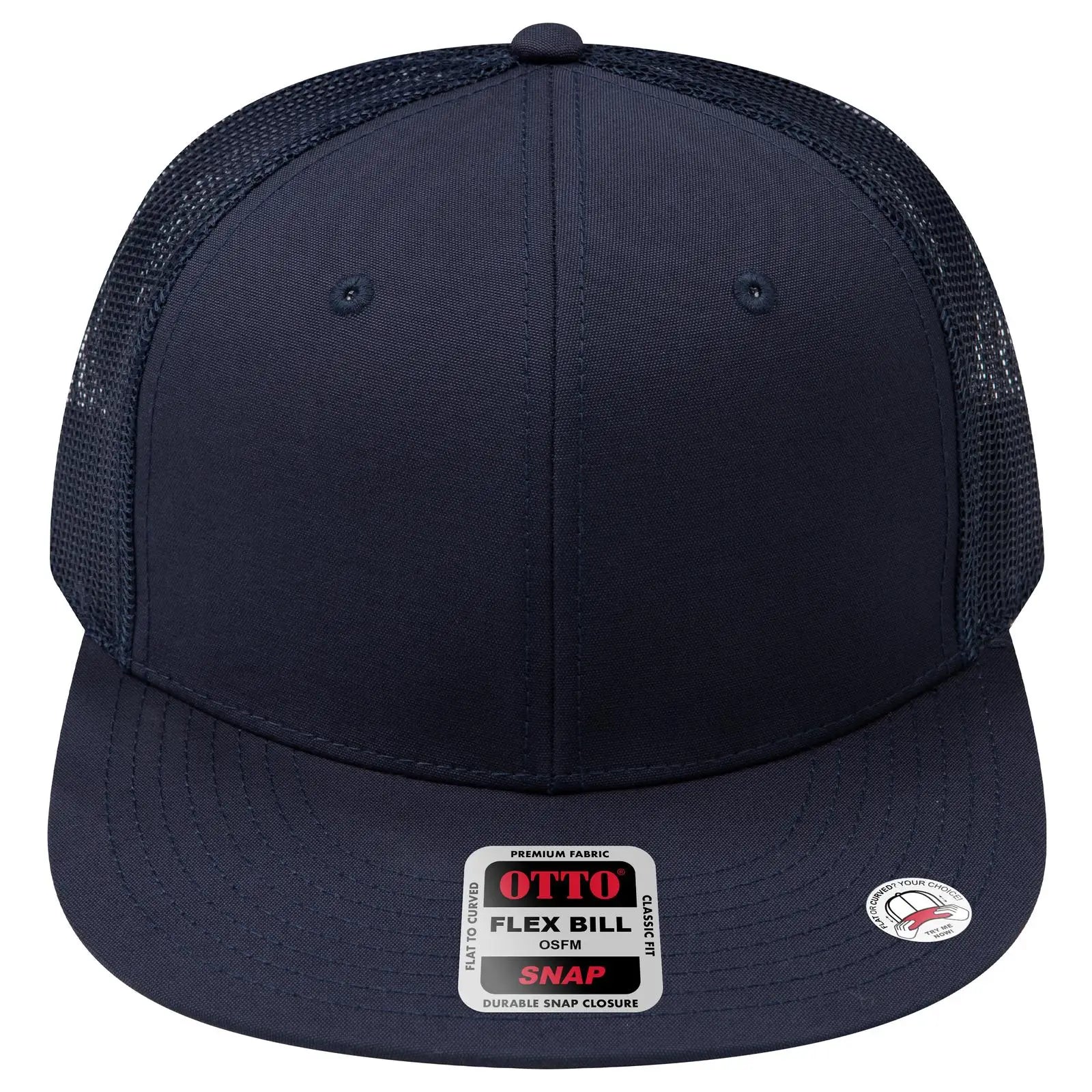 OTTO 141-1070 ’OTTO Snap’ 6 Panel Pro Style Mesh Back Trucker Snapback Cap - Navy - Navy / 6 1/2’’ - 7 5/8’’