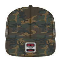 OTTO 141-1070 ’OTTO Snap’ 6 Panel Pro Style Mesh Back Trucker Snapback Cap - Dk.Grn/Brn - Dk.Grn/Brn / 6 1/2’’ - 7 5/8’’