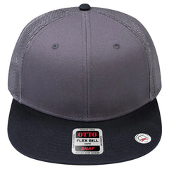 OTTO 141-1070 ’OTTO Snap’ 6 Panel Pro Style Mesh Back Trucker Snapback Cap - Blk/Ch.Gry/Ch.Gry - Blk/Ch.Gry/Ch.Gry / 6