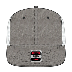 OTTO 141-1070 ’OTTO Snap’ 6 Panel Pro Style Mesh Back Trucker Snapback Cap - ChGry/Wht - ChGry/Wht / 6 1/2’’ - 7 5/8’’