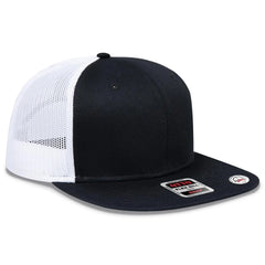 OTTO 141-1070 ’OTTO Snap’ 6 Panel Pro Style Mesh Back Trucker Snapback Cap - Blk/Blk/Wht - Blk/Blk/Wht / 6 1/2’’ - 7