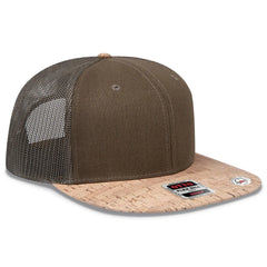 OTTO 141-1070 ’OTTO Snap’ 6 Panel Pro Style Mesh Back Trucker Snapback Cap - Cork/Ml Grn - Cork/Ml Grn / 6 1/2’’ - 7