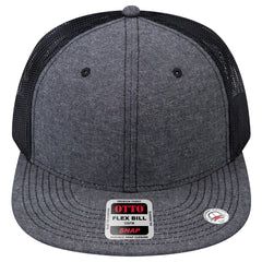 OTTO 141-1070 ’OTTO Snap’ 6 Panel Pro Style Mesh Back Trucker Snapback Cap - Black - Black / 6 1/2’’ - 7 5/8’’
