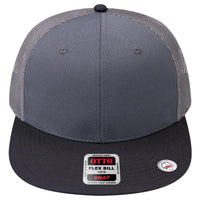 OTTO 141-1070 ’OTTO Snap’ 6 Panel Pro Style Mesh Back Trucker Snapback Cap - Blk/Ch Gry/Ch Gry - Blk/Ch Gry/Ch Gry / 6