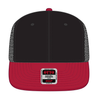 OTTO 141-1070 ’OTTO Snap’ 6 Panel Pro Style Mesh Back Trucker Snapback Cap - Red/Blk/Blk - Red/Blk/Blk / 6 1/2’’ - 7