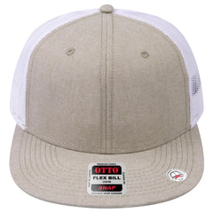 OTTO 141-1070 ’OTTO Snap’ 6 Panel Pro Style Mesh Back Trucker Snapback Cap - Khk/Wht - Khk/Wht / 6 1/2’’ - 7 5/8’’