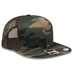 OTTO 141-1070 ’OTTO Snap’ 6 Panel Pro Style Mesh Back Trucker Snapback Cap - Dk.Grn/Brn/Dk.Brn - Dk.Grn/Brn/Dk.Brn / 6