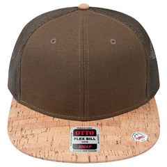 OTTO 141-1070 ’OTTO Snap’ 6 Panel Pro Style Mesh Back Trucker Snapback Cap - Cork/Ml Grn - Cork/Ml Grn / 6 1/2’’ - 7