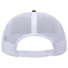 OTTO 141-1070 ’OTTO Snap’ 6 Panel Pro Style Mesh Back Trucker Snapback Cap - Blk/Blk/Wht - Blk/Blk/Wht / 6 1/2’’ - 7