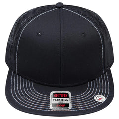 OTTO 141-1070 ’OTTO Snap’ 6 Panel Pro Style Mesh Back Trucker Snapback Cap - Black - Black / 6 1/2’’ - 7 5/8’’