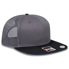 OTTO 141-1070 ’OTTO Snap’ 6 Panel Pro Style Mesh Back Trucker Snapback Cap - Blk/Ch.Gry/Ch.Gry - Blk/Ch.Gry/Ch.Gry / 6