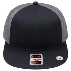 OTTO 141-1070 ’OTTO Snap’ 6 Panel Pro Style Mesh Back Trucker Snapback Cap - Blk/Blk/Ch.Gry - Blk/Blk/Ch.Gry / 6 1/2’’