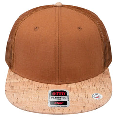 OTTO 141-1070 ’OTTO Snap’ 6 Panel Pro Style Mesh Back Trucker Snapback Cap - Cork/Cy Brn - Cork/Cy Brn / 6 1/2’’ - 7