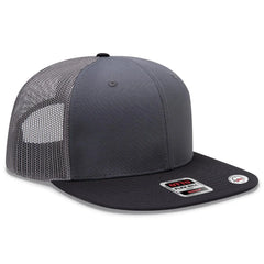 OTTO 141-1070 ’OTTO Snap’ 6 Panel Pro Style Mesh Back Trucker Snapback Cap - Blk/Ch Gry/Ch Gry - Blk/Ch Gry/Ch Gry / 6