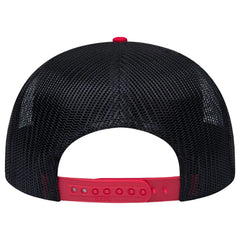 OTTO 141-1070 ’OTTO Snap’ 6 Panel Pro Style Mesh Back Trucker Snapback Cap - Red/Blk/Blk - Red/Blk/Blk / 6 1/2’’ - 7