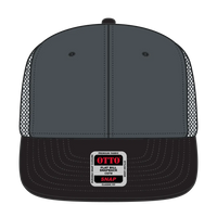 OTTO 141-1070 ’OTTO Snap’ 6 Panel Pro Style Mesh Back Trucker Snapback Cap - Blk/Ch.Gry/Ch.Gry - Blk/Ch.Gry/Ch.Gry / 6