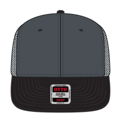 OTTO 141-1070 ’OTTO Snap’ 6 Panel Pro Style Mesh Back Trucker Snapback Cap - Blk/Ch.Gry/Ch.Gry - Blk/Ch.Gry/Ch.Gry / 6