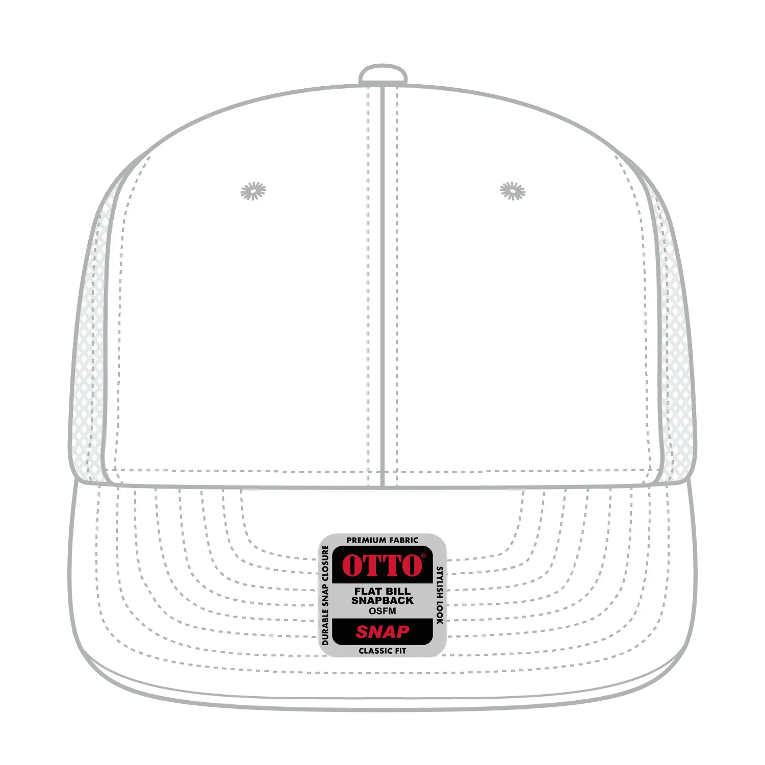 OTTO 141-1070 ’OTTO Snap’ 6 Panel Pro Style Mesh Back Trucker Snapback Cap - White - White / 6 1/2’’ - 7 5/8’’