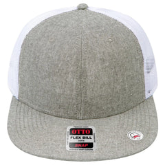 OTTO 141-1070 ’OTTO Snap’ 6 Panel Pro Style Mesh Back Trucker Snapback Cap - ChGry/Wht - ChGry/Wht / 6 1/2’’ - 7 5/8’’