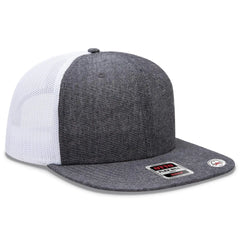 OTTO 141-1070 ’OTTO Snap’ 6 Panel Pro Style Mesh Back Trucker Snapback Cap - Blk/Wht - Blk/Wht / 6 1/2’’ - 7 5/8’’