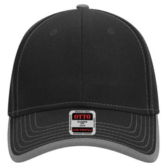 OTTO 147-1071 6 Panel Low Profile Baseball Cap - Blk/Gry - Blk/Gry / 6 1/2’’ - 7 5/8’’