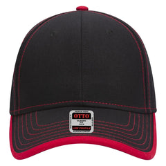 OTTO 147-1071 6 Panel Low Profile Baseball Cap - Blk/Red - Blk/Red / 6 1/2’’ - 7 5/8’’