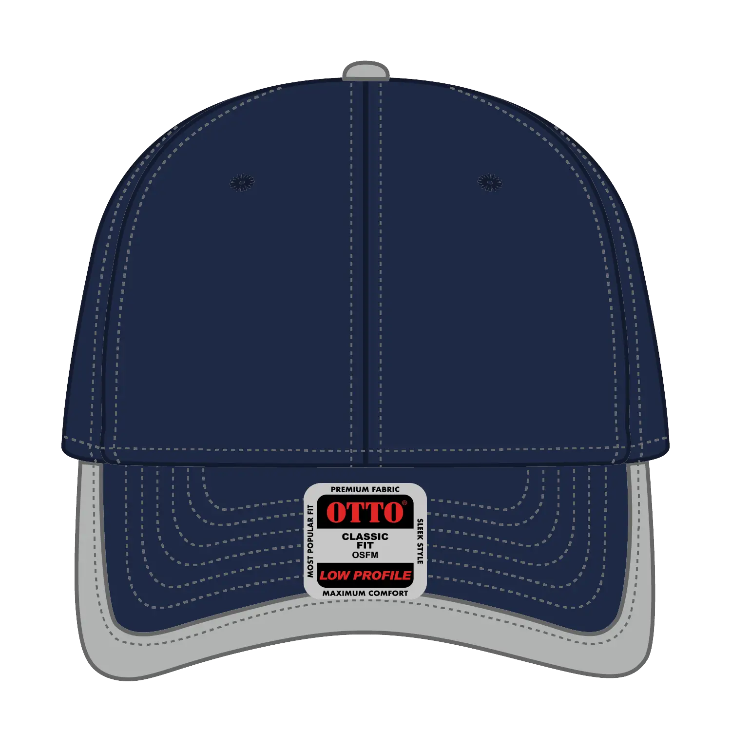 OTTO 147-1071 6 Panel Low Profile Baseball Cap - Nvy/Gry - Nvy/Gry / 6 1/2’’ - 7 5/8’’