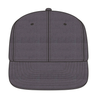 OTTO 148-1200 6 Panel Mid Profile Flat Visor Strapback Cap - Heath. Black - Heath. Black / 6 1/2’’ - 7 5/8’’