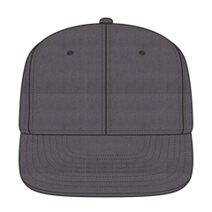 OTTO 148-1200 6 Panel Mid Profile Flat Visor Strapback Cap - Heath. Black - Heath. Black / 6 1/2’’ - 7 5/8’’