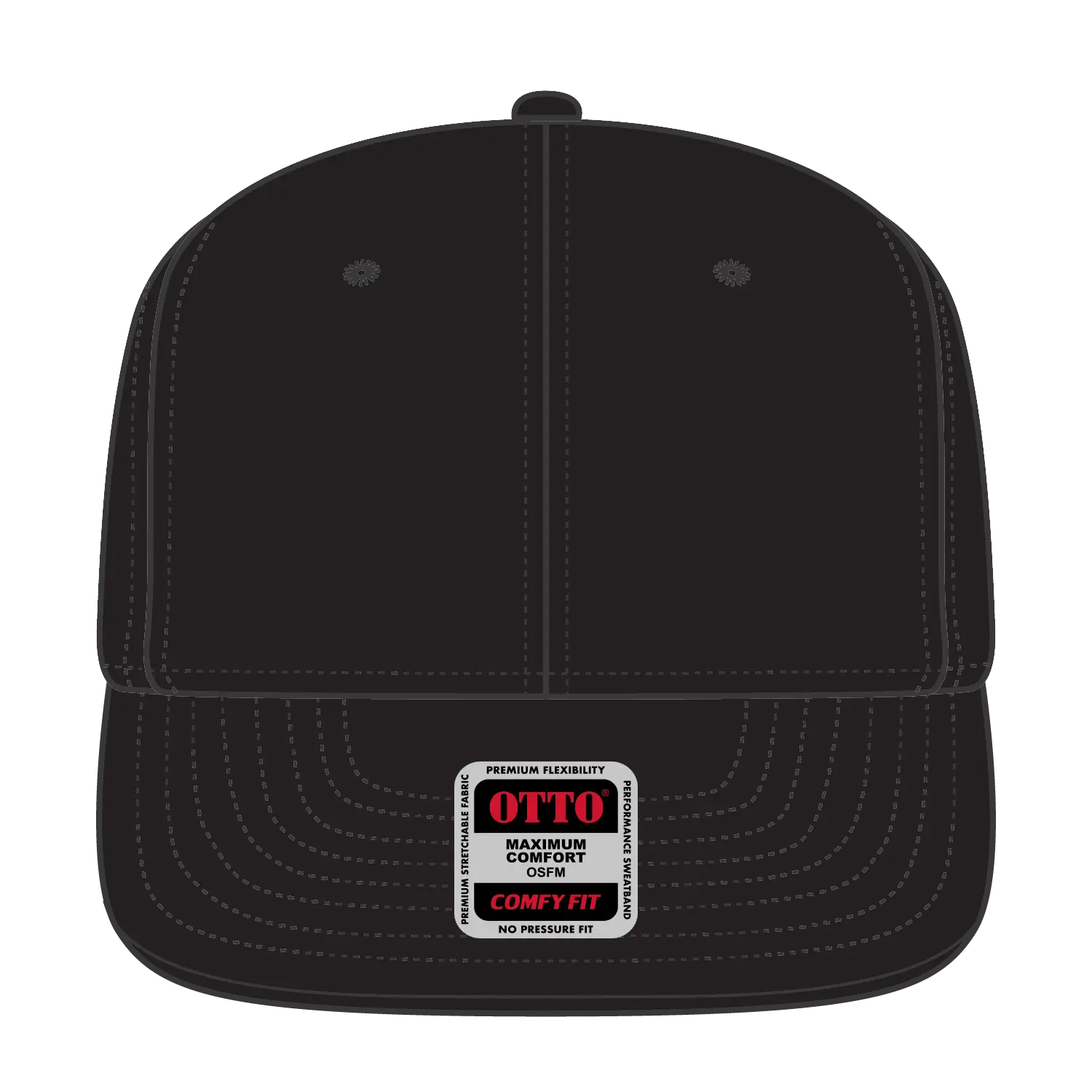 OTTO 148-1228 ’OTTO Comfy Fit’ 6 Panel Pro Style Snapback Cap - Black - Black / 6 1/2’’ - 7 5/8’’