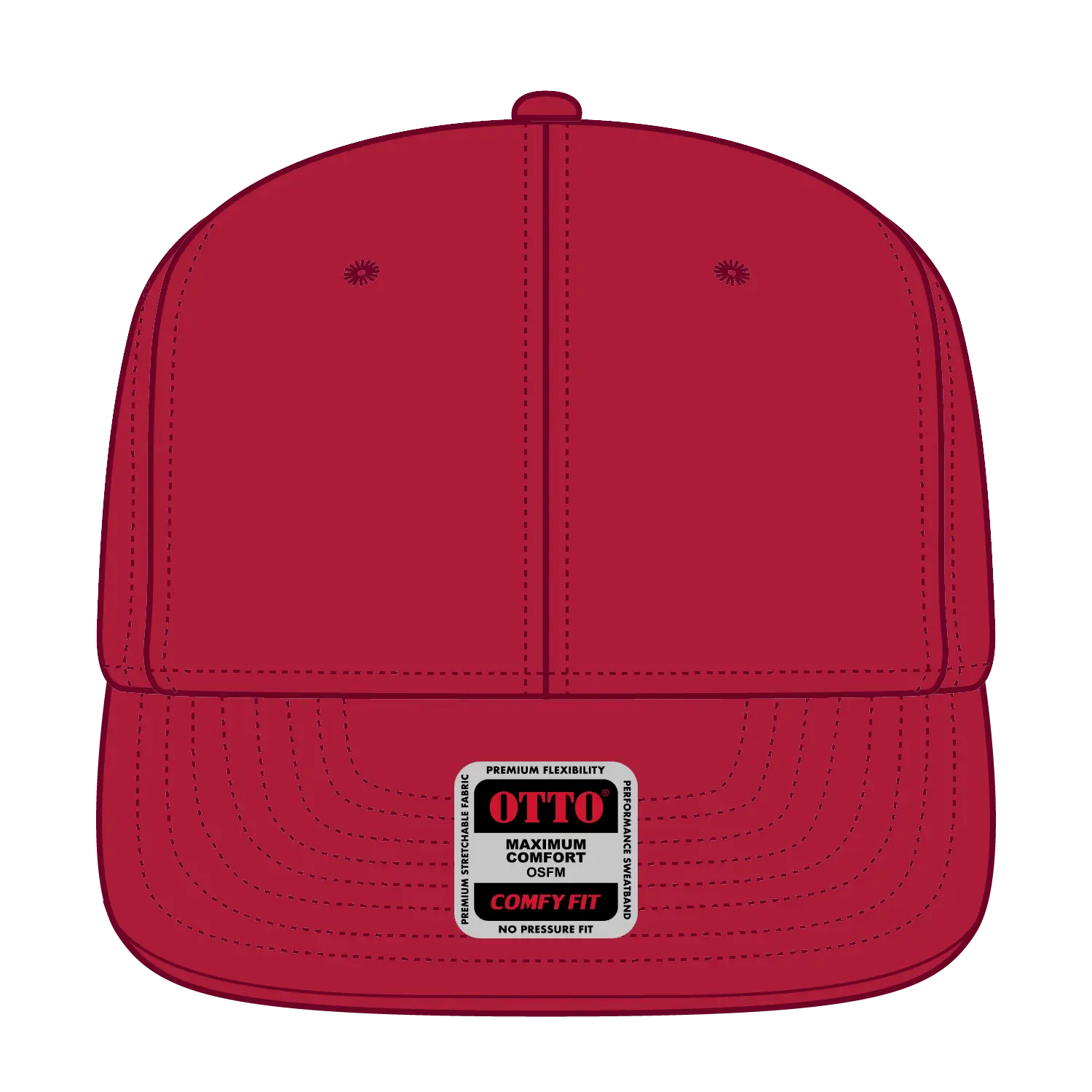 OTTO 148-1228 ’OTTO Comfy Fit’ 6 Panel Pro Style Snapback Cap - Red - Red / 6 1/2’’ - 7 5/8’’