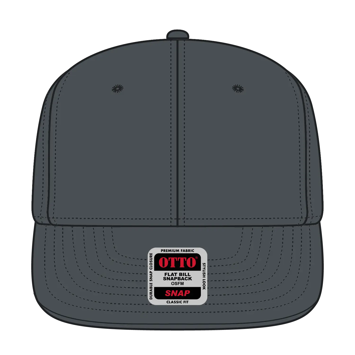 OTTO 148-1267 ’OTTO Snap’ 6 Panel Pro Style Snapback Cap - Char. Gray - Char. Gray / 6 1/2’’ - 7 5/8’’