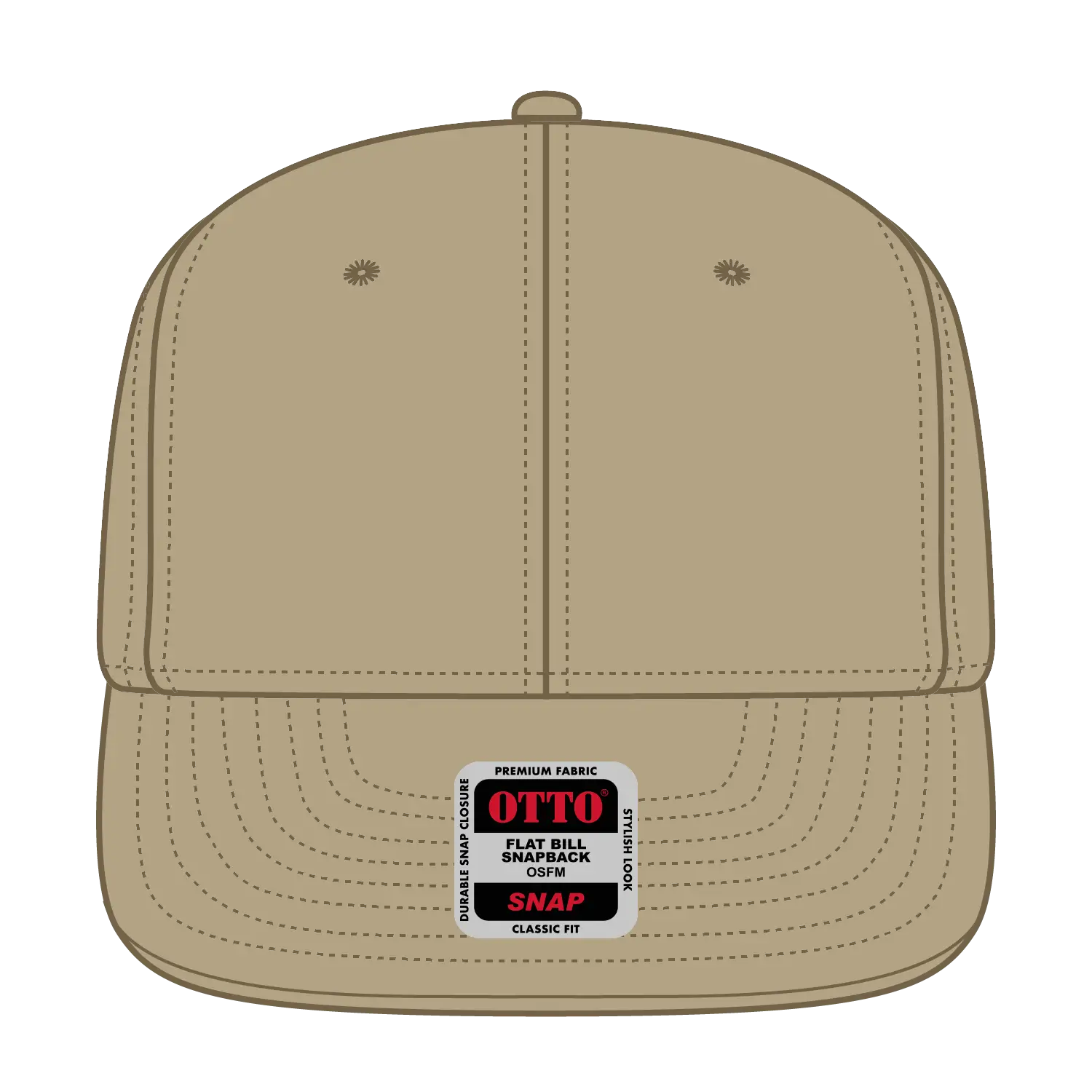 OTTO 148-1267 ’OTTO Snap’ 6 Panel Pro Style Snapback Cap - Khaki - Khaki / 6 1/2’’ - 7 5/8’’