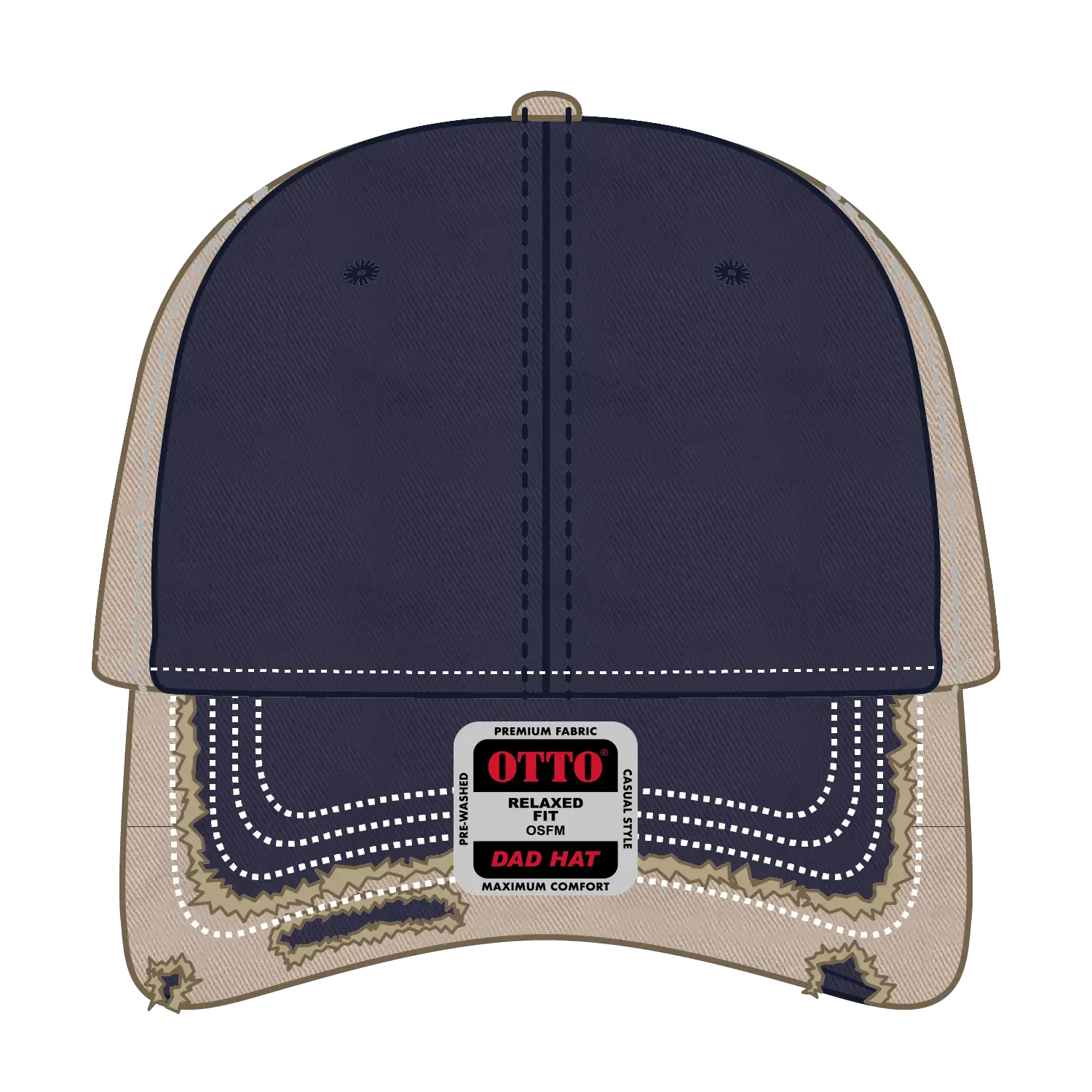 OTTO 149-1091 6 Panel Low Profile Dad Cap - Nvy/Nvy/Kha - Nvy/Nvy/Kha / 6 1/2’’ - 7 5/8’’