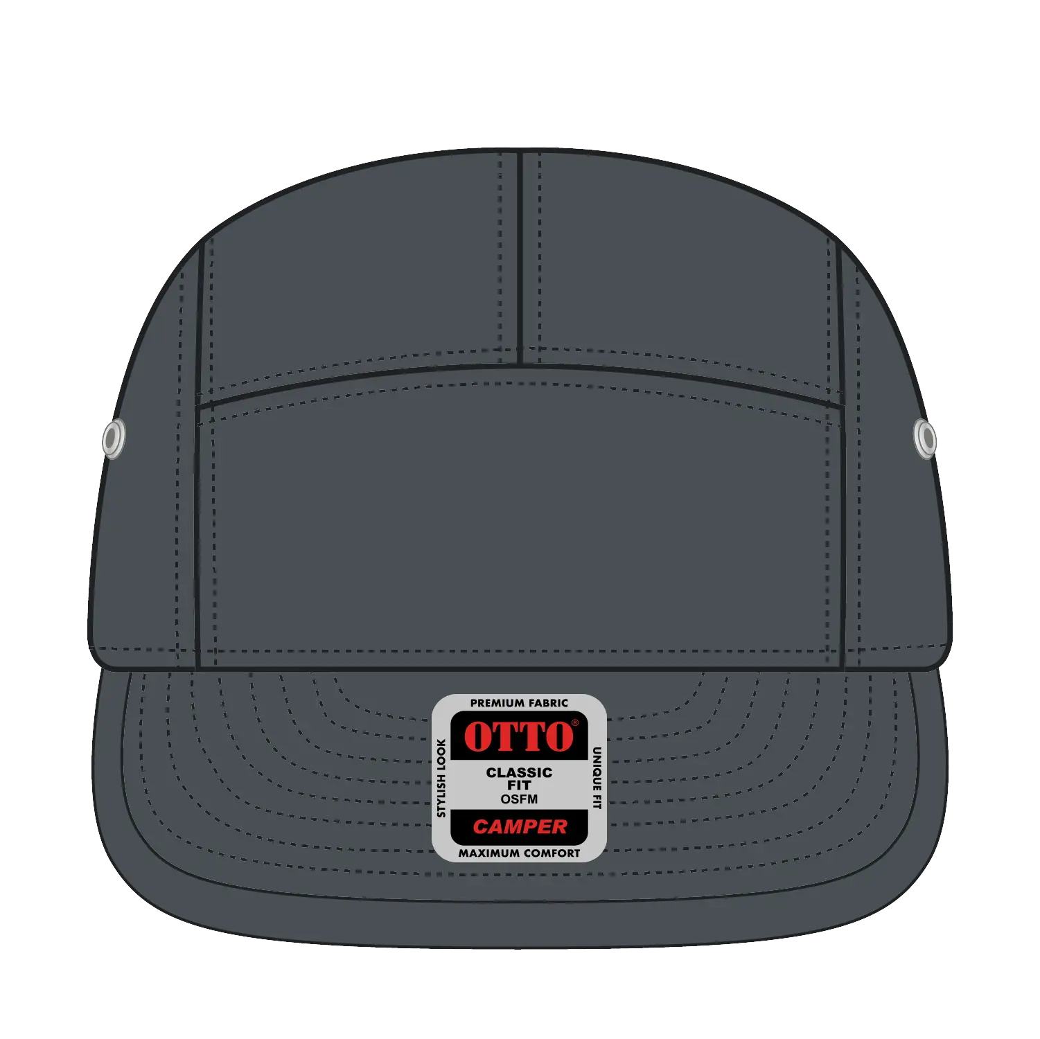 OTTO 151-1098 5 Panel Camper Cap - Char. Gray - Char. Gray / 6 1/2’’ - 7 5/8’’