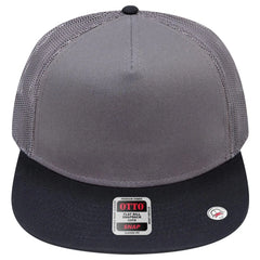 OTTO 154-1124 ’OTTO Snap’ 5 Panel Pro Style Mesh Back Trucker Snapback Cap - Blk/Ch.Gry/Ch.Gry - Blk/Ch.Gry/Ch.Gry / 6