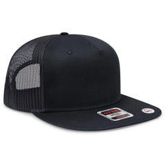 OTTO 154-1124 ’OTTO Snap’ 5 Panel Pro Style Mesh Back Trucker Snapback Cap - Black - Black / 6 1/2’’ - 7 5/8’’
