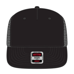 OTTO 154-1124 ’OTTO Snap’ 5 Panel Pro Style Mesh Back Trucker Snapback Cap - Black - Black / 6 1/2’’ - 7 5/8’’
