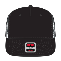 OTTO 154-1124 ’OTTO Snap’ 5 Panel Pro Style Mesh Back Trucker Snapback Cap - Blk/Blk/Ch.Gry - Blk/Blk/Ch.Gry / 6 1/2’’