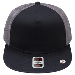OTTO 154-1124 ’OTTO Snap’ 5 Panel Pro Style Mesh Back Trucker Snapback Cap - Blk/Blk/Ch.Gry - Blk/Blk/Ch.Gry / 6 1/2’’
