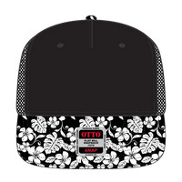 OTTO 154-1124 ’OTTO Snap’ 5 Panel Pro Style Mesh Back Trucker Snapback Cap - Design002/Blk/Blk - Design002/Blk/Blk / 6