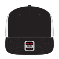 OTTO 154-1124 ’OTTO Snap’ 5 Panel Pro Style Mesh Back Trucker Snapback Cap - Blk/Blk/Wht - Blk/Blk/Wht / 6 1/2’’ - 7
