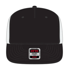 OTTO 154-1124 ’OTTO Snap’ 5 Panel Pro Style Mesh Back Trucker Snapback Cap - Blk/Blk/Wht - Blk/Blk/Wht / 6 1/2’’ - 7